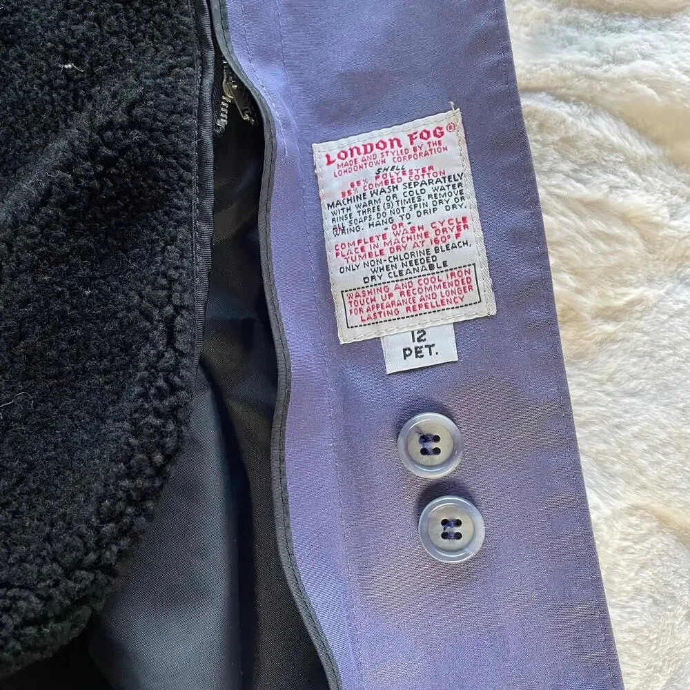 🔥Vintage 80 USA London Fog Bow Tie Neck Fleece Lined Classic Preppy Trench Coat - Picture 11 of 15
